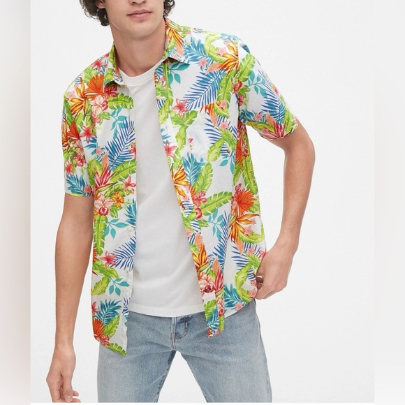 GAP Other - GAP - Stretch Poplin Hawaiian button down short sleeve shirt - Size large tall